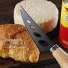 Black Stainless Steel Cheese Knife Set with Rubber Wood Handles - Includes Knife, Fork, and Spatula