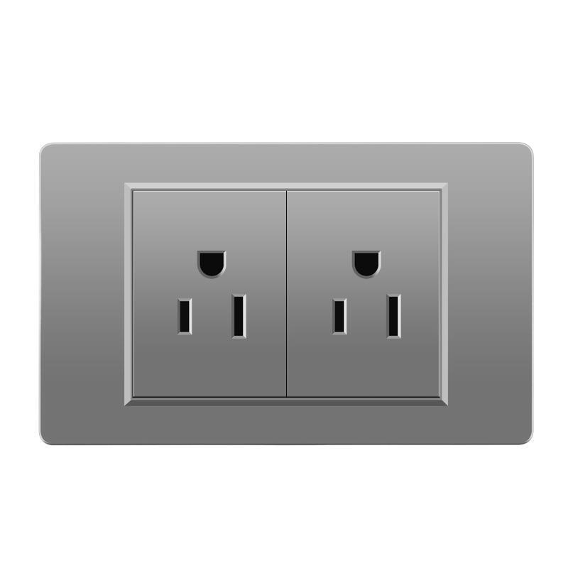 118 Type Switch Six-Hole Gray Wall Socket with Type-C 20W, Thai Style & PC Panel, Taiwan Socket