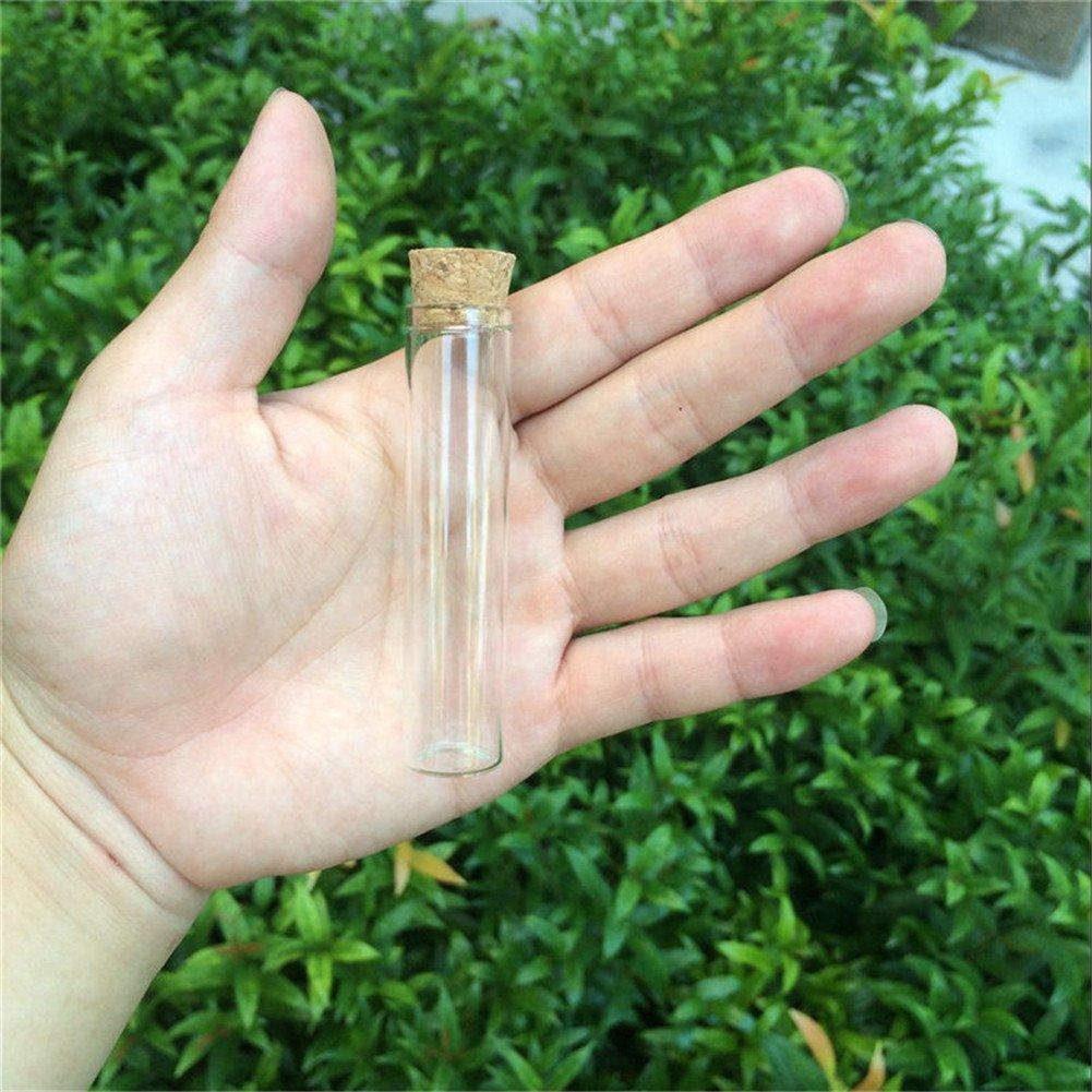 Set of 100 13ml Food-Grade Glass Bottles with Cork Stoppers, Test Tube Glass Bottles, Transparent Glass Seal Containers (Set of 100, 13ml (18x80x15mm)