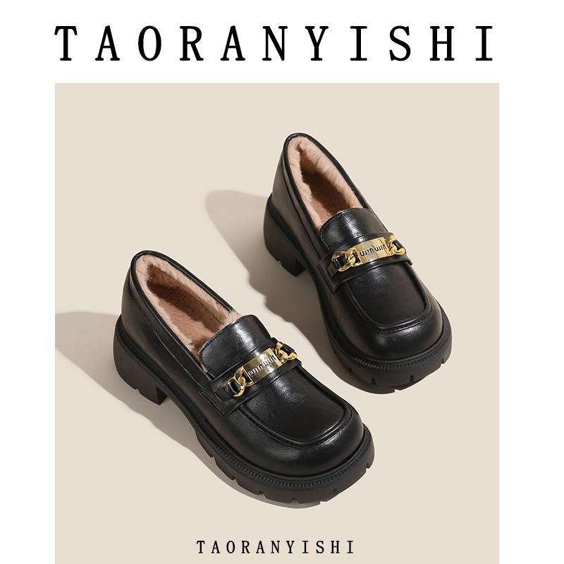 Autumn and Winter Rabbit Fur Fleece Small Man Inner Height Increase Fluff Single Shoe Outer Wear Small Size 33