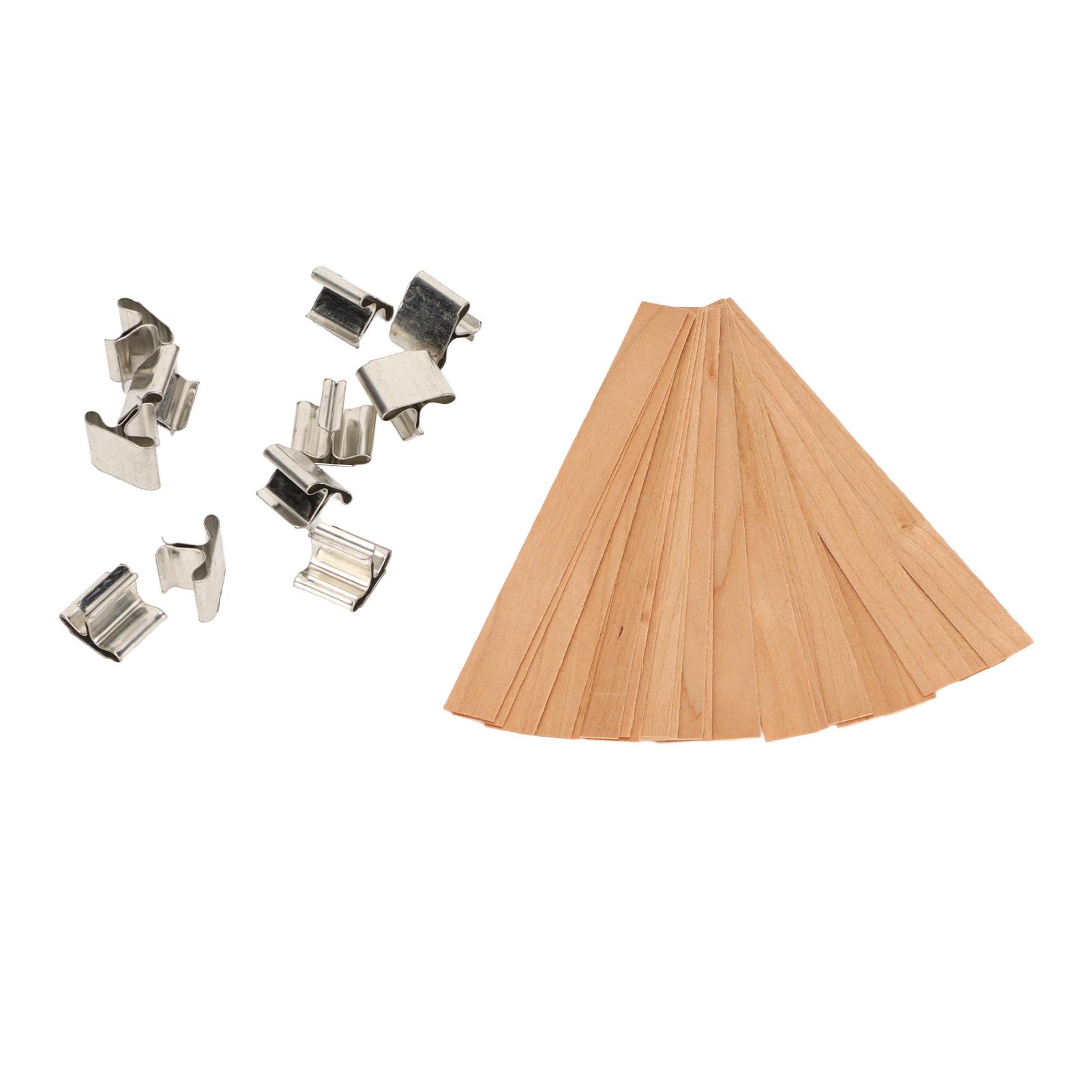VABNEER Houten kaarslont met ijzeren houder voor het maken van knutselen, kaarsen maken, 13 x 130 mm (100 stuks/set