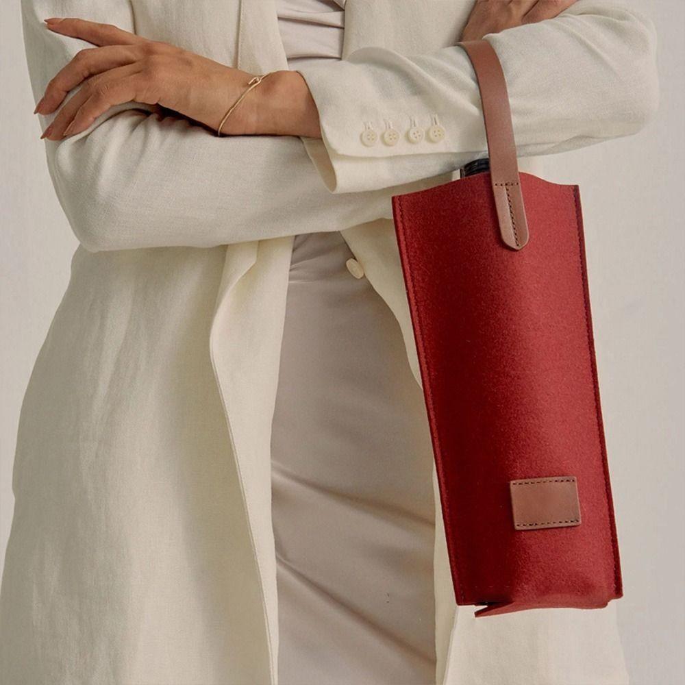 Solid Color Wine Bag Single Double Red Wine Pouch Simple Bottle Carrier