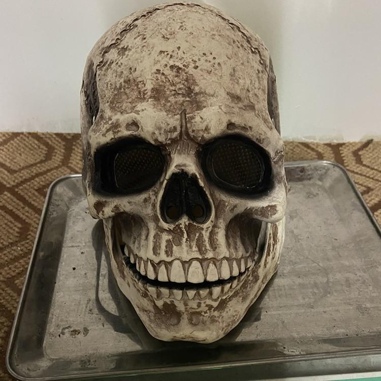 New Halloween Skull Mask with Moving Mouth Movable Jaw Skull Full Head Mask Movable-jawed gray skull