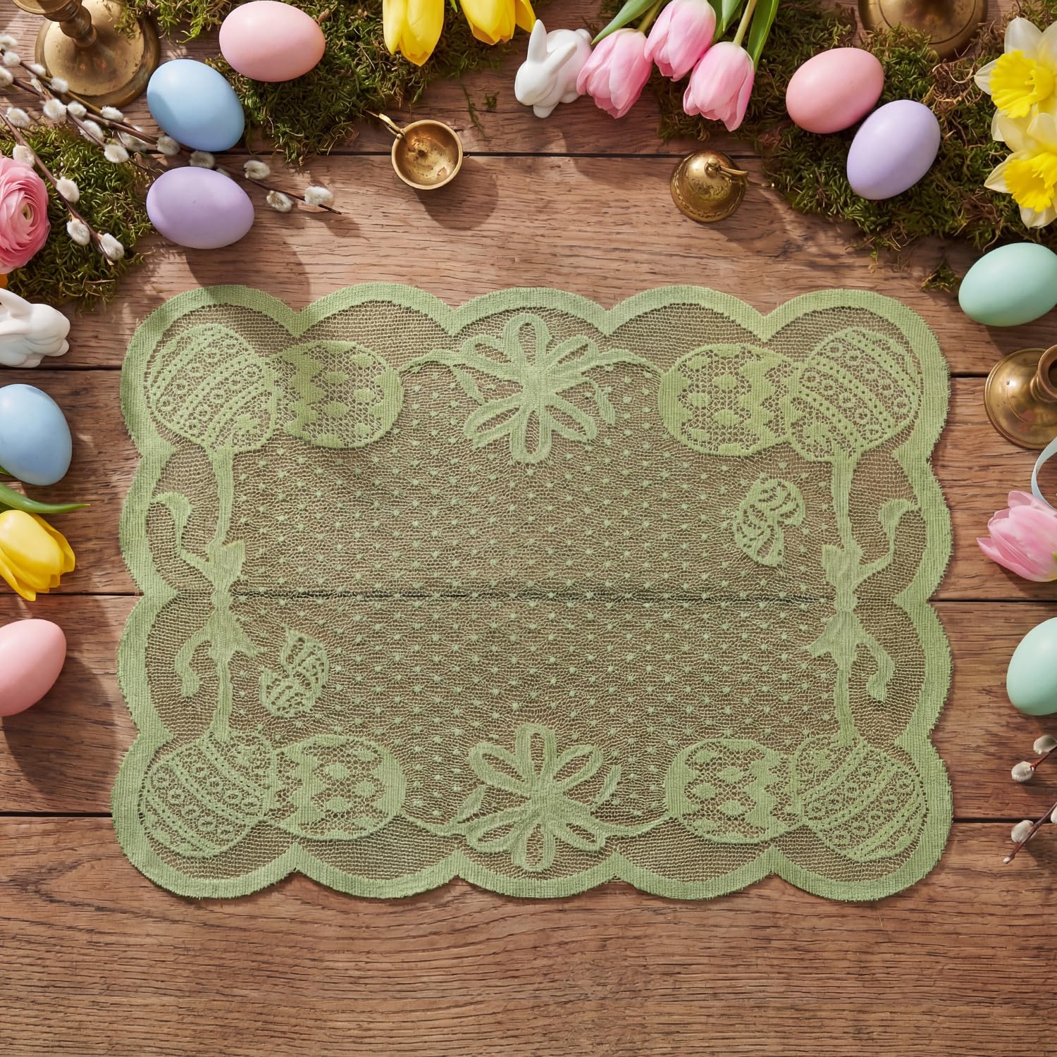 

Pink Eggs Lace Easter Placemats Set of 4, 12x18 Inch Table Mats for Wedding Anniversary Party Dining Table Decoration 12 x 18 , Rectangular 4 Pcs