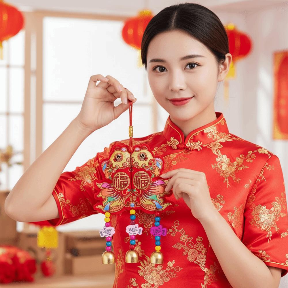 Embroidered Chinese New Year Decoration The God of Fortune Chinese Lucky Ornament  Living Room