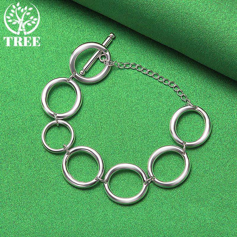 Original 925 Sterling Silver Hollow Circle Bracelet For Women Simple Jewelry Birthday Christmas Party Gift Accessories Wholesale