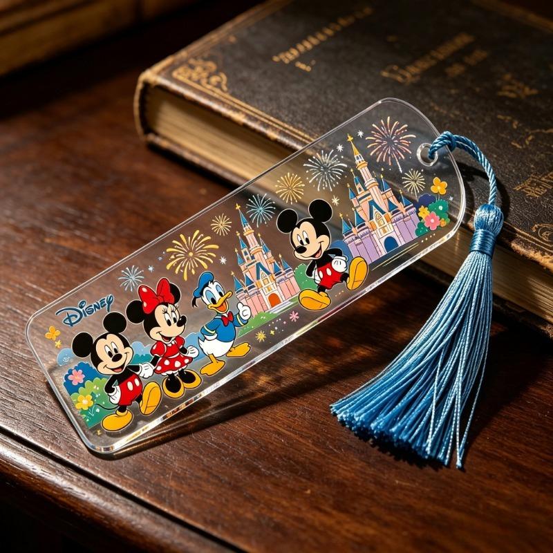 Disney Mickey and Minnie Acrylic Page Marker Design As A Reading Aid for Book Lovers and Teens with Tassel Accents