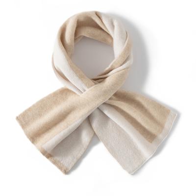Women's 100% Cashmere Knitted Scarf Windproof Cross Color Blocking Fluffy Soft Face Protect Neckerchief Lady Muffler for Winter