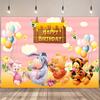 Winnie The Pooh Backdrop Kids Birthday Decoration Background Bear Friend Tiger Vinyl Polyester Photography Decor Props