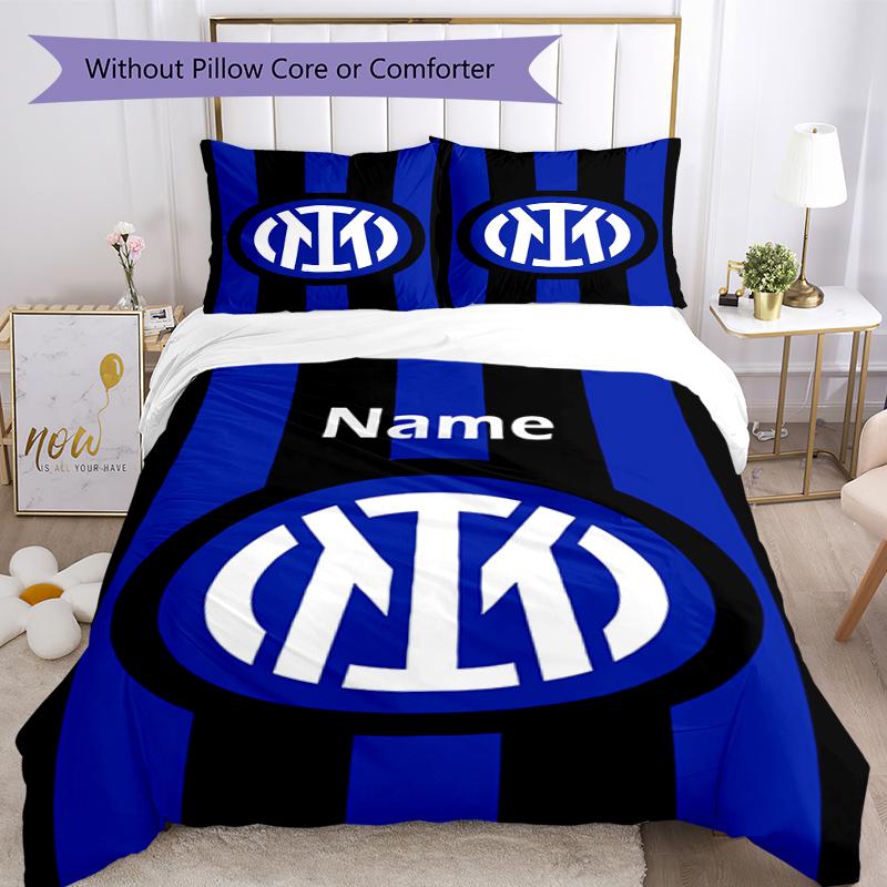 Set Biancheria da Letto Inter Milano Personalizzato con Nome 3 Pezzi Copripiumino Chiusura Include 1 Copripiumino e 2 Federe, Morbido e Confortevole per Tutte le Stagioni.
