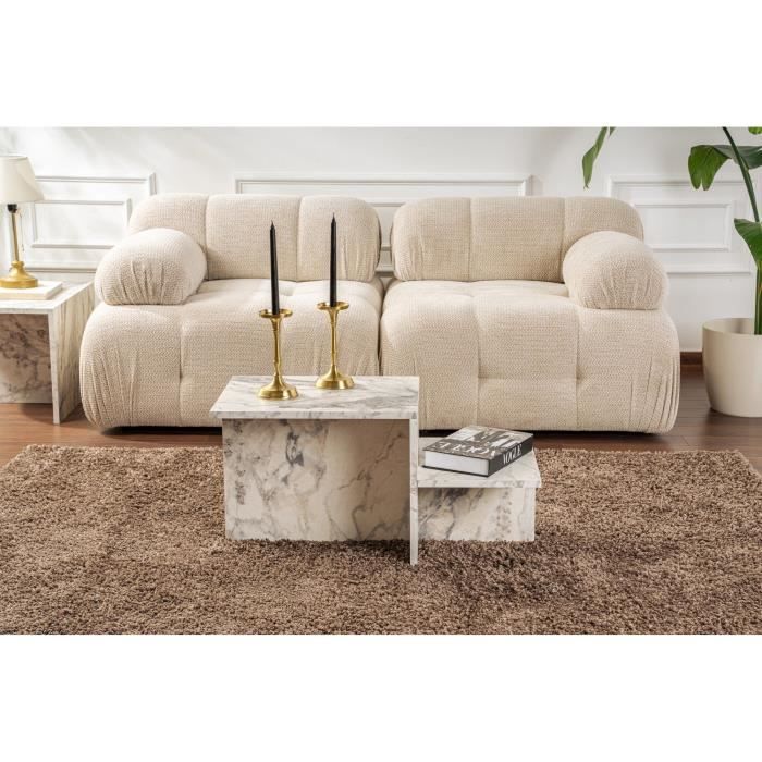 Couchtisch - HARMONY - Rechteckig - Freesia Marmoreffekt - 80 x 40 x 40 cm