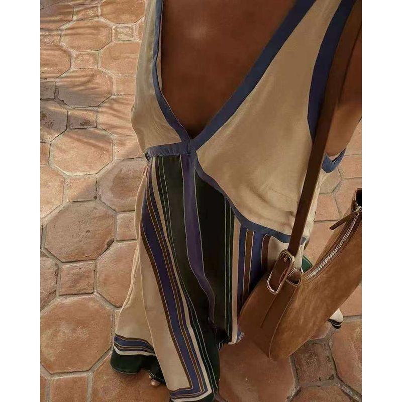 

Gy25023 Fashionable V-Neck Sleeveless Color-Blocked Flared Dress, New Product for Spring and Summer 2024 Print S
