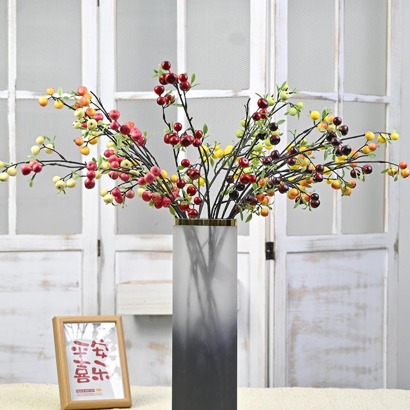Simulation Small Apple Branch Pulp Fruit European Light Luxury Home Living Room New Year'S Decoration Flower Red Fruit Fortune Fruit Festive