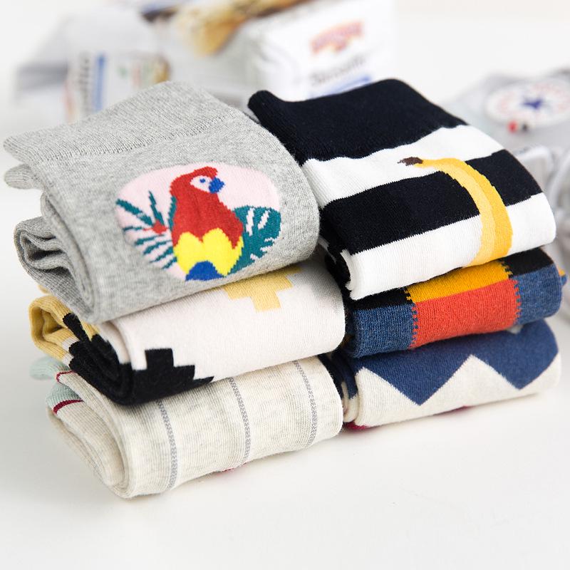 Modische Socken für den Sommer, bunt, gekämmte Baumwolle, Damensocken, lässige Crew-Socken