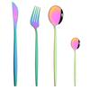 Drmfiy Pink Silver Stainless Steel Dinnerware Set Fork Knife Soup Ice Spoon Cutlery Set Western Flatware Kitchen Silverware Set