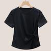 Kink Irregular T-shirt Women's Summer Temperament Is Thin and Chic Round Neck Short-sleeved Top