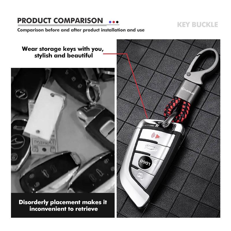 For Lexus Car Logo Metal Braided Rope Keychain Key Ring Accessories IS350 ES350 IS250 IS460 IS220h IS300 LX570 UX250h DV6