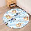 Bluey Printed Round Rug Carpet Chair Rug Area Rug Entryway Doormats,for Office Chair Living Room Bedroom Kitchen Room.