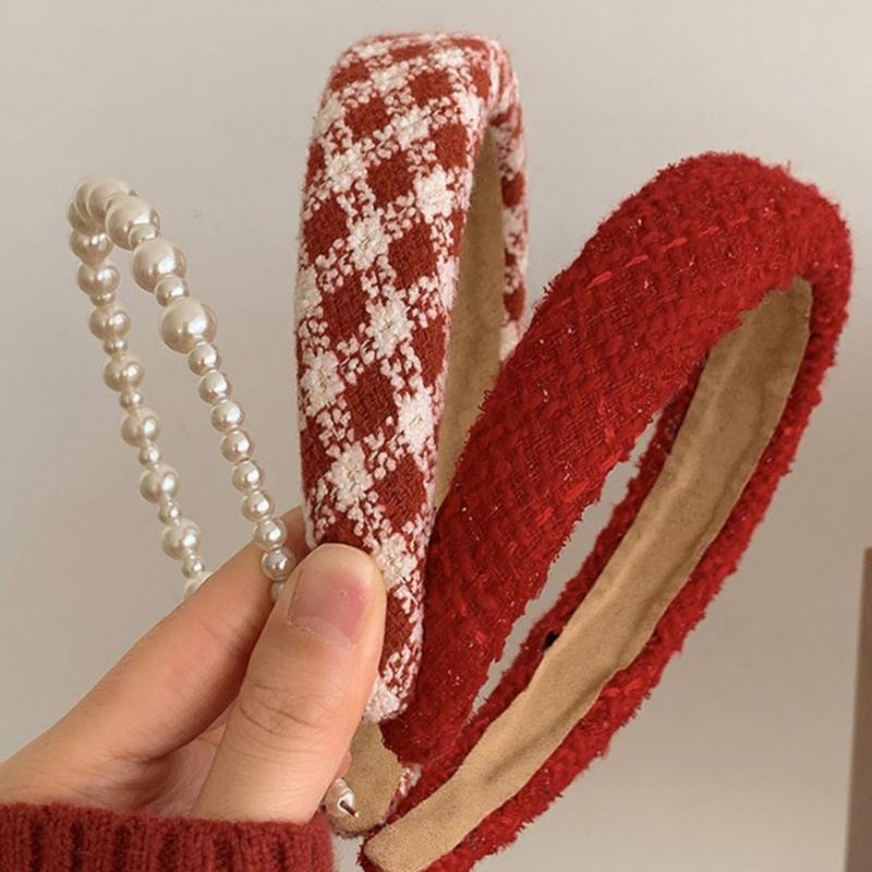 Christmas Theme Red Headband for Women Girl Non-Slip Festival Headband Makeup Hairhoop Soft Sponge Hairband Accessories