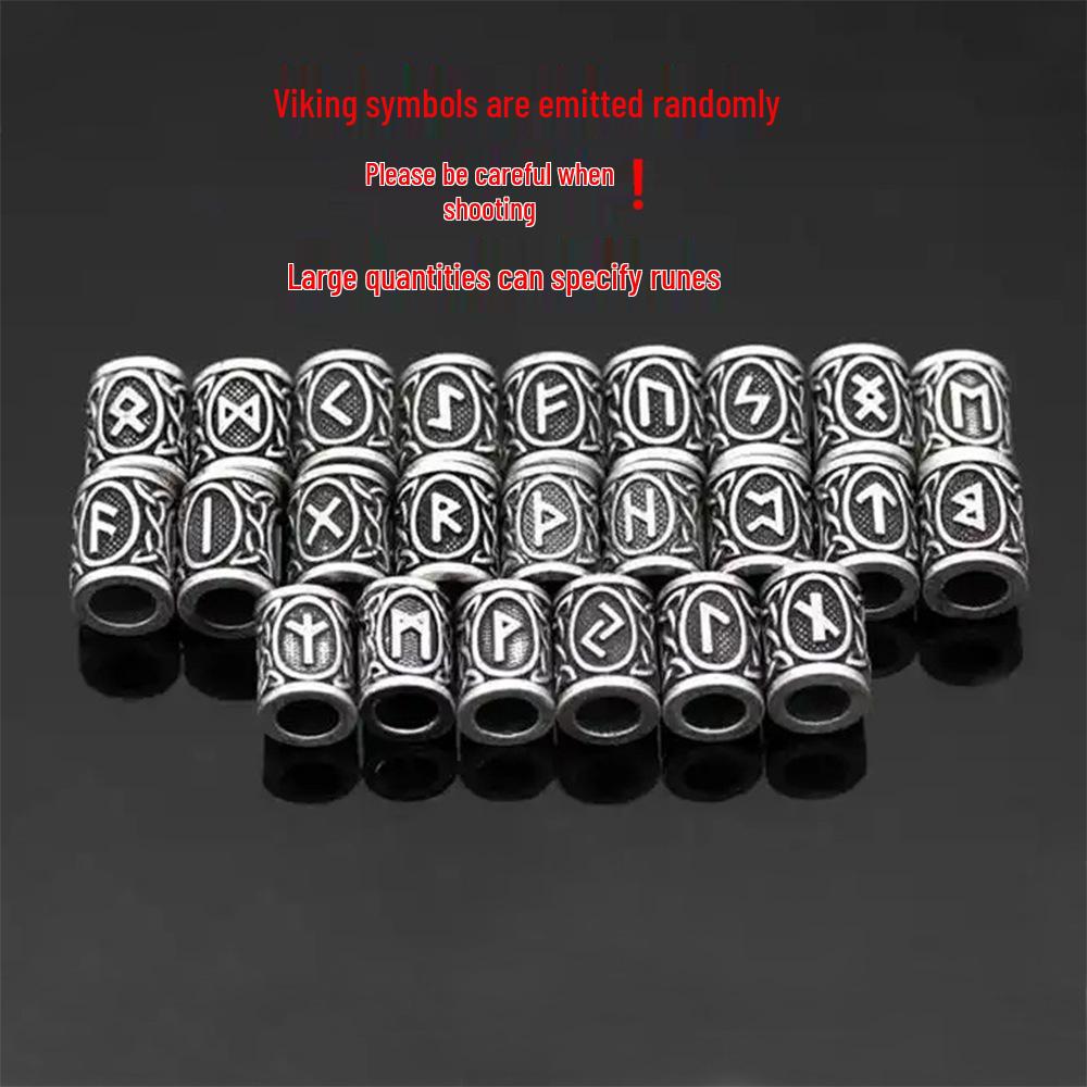 Viking Rune 8mm Lava Stone Bracelet: Retro European and American Style Jewelry