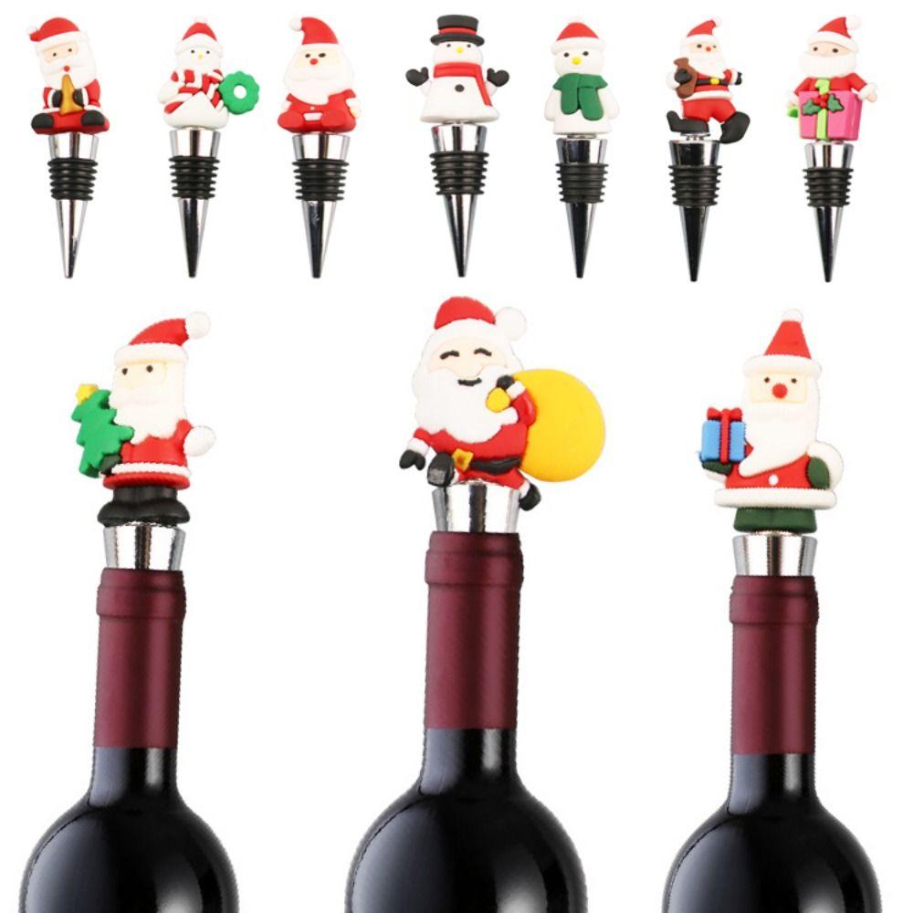 Reusable Christmas Wine Bottle Stopper Vacuum Sealed Christmas Bottle Sealing Plug Holiday Party