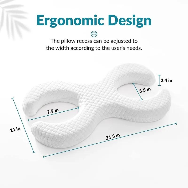 1pcs Memory Foam Beauty Pillow for Side Sleepers - Anti-Wrinkle & Neck Lines Face Design with Orthopedic Neck Support