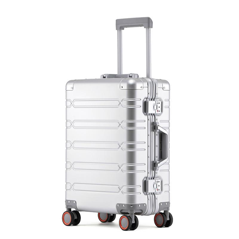 Aluminum-Magnesium Alloy Suitcase with Universal Wheels, 20/24/28-inch