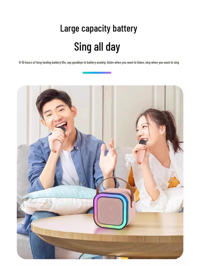 Portable K12 Bluetooth Speaker & Microphone for Outdoor Live Streaming and Home Karaoke