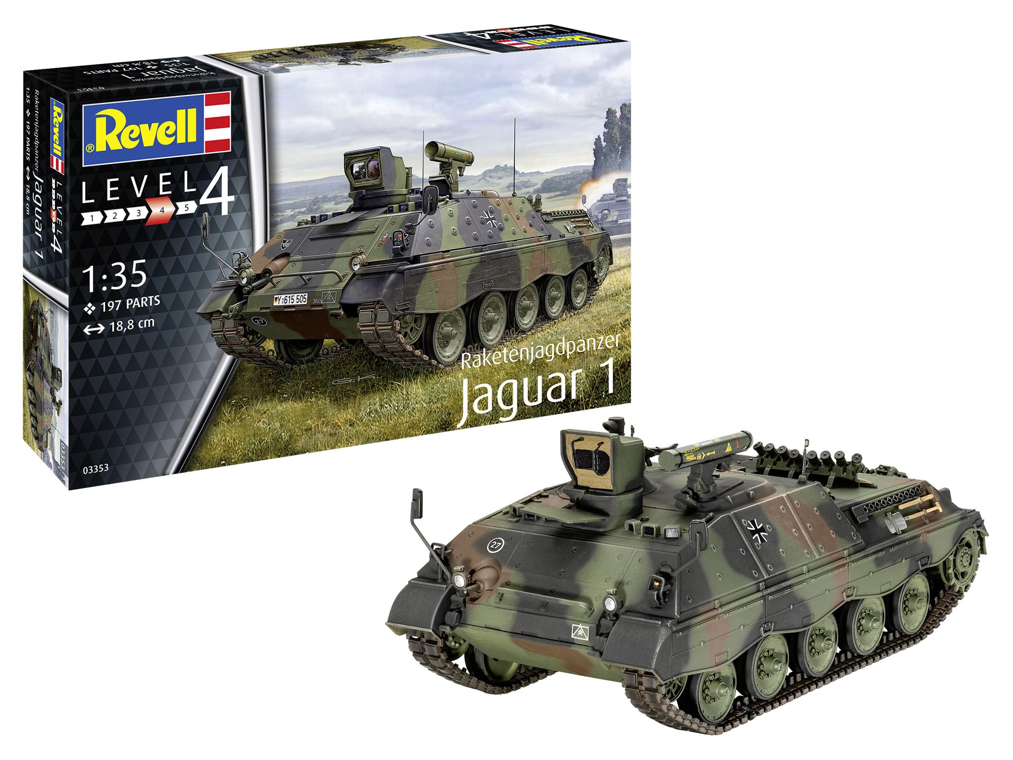 

Немецкий Revell 1/35 Западногерманский истребитель танков Jagwal 1 с ракетным вооружением Пластиковая модель 03353