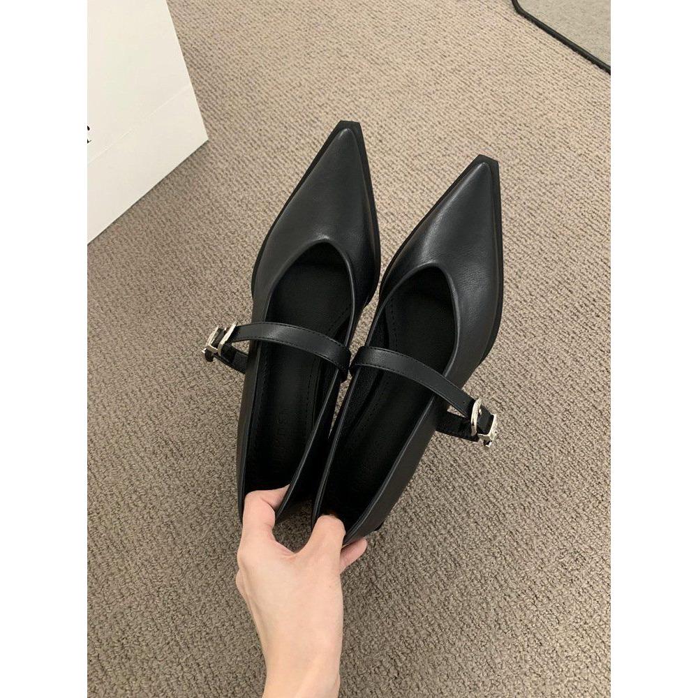 2025 New Autumn Women's Pointed Toe Mary Jane Shoes - Soft Leather, Versatile & Stylish