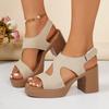 Anti-slip High-heeled Women's Sandals - New Style, Thick Heel, Large Size Shoes