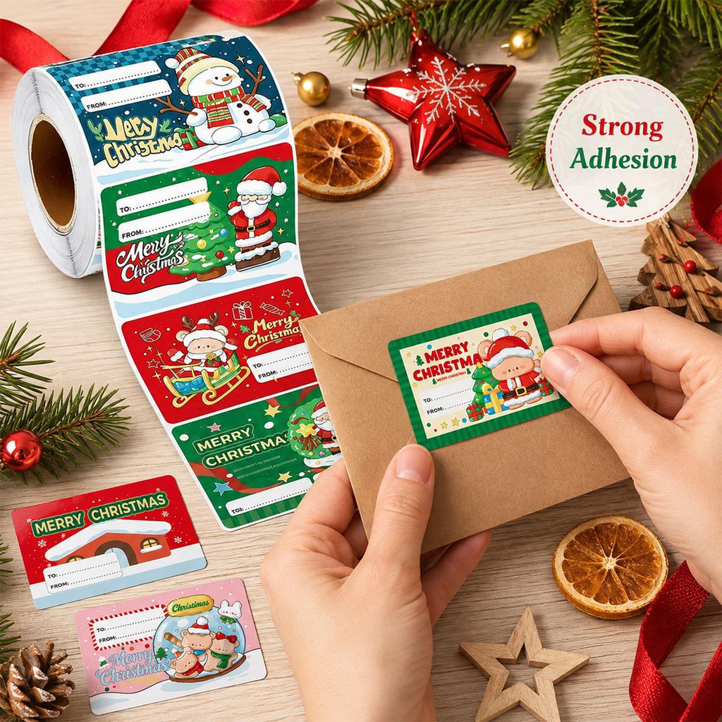 Christmas Gift Wrapping Stickers, Write- Gift Tags, 200/500 Labels per Roll for Holiday Presents and Gifts