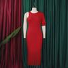 D357 Plus Size Women's Summer 2023 Solid Color Bodycon Tassel Pencil Skirt Dress