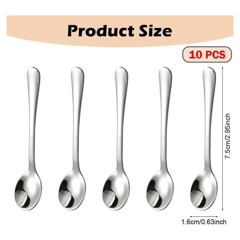 ABUI-30 PCS Condiment Spoons Stainless Steel Mini Spoons 3 Inches Cute Small Spoons Silver Tiny Spoon For Powder Spices Jars4