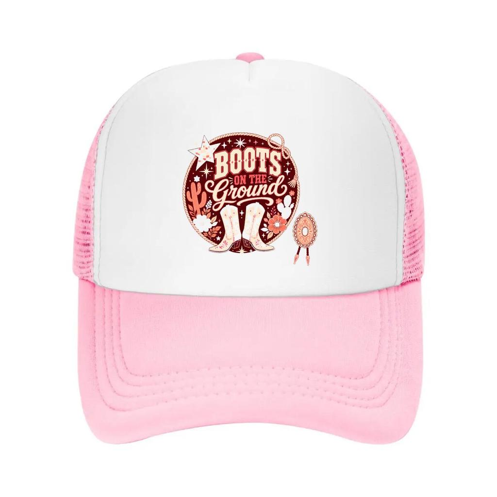 Pink Western Glam Rodeo Party Mesh Baseball Cap Casual Hat Outdoor For Womens Unisex FeUnisex