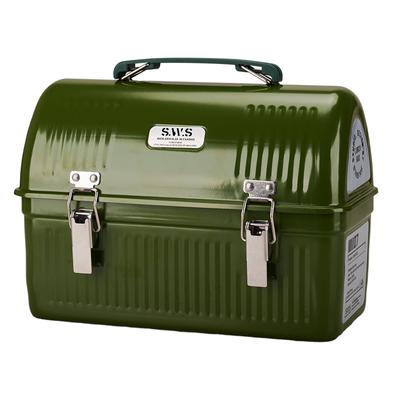 Lunch Box with Handle and Latch Vintage Metal Lunchbox Retro Metal Containers for Office Picnic Hiking Beach