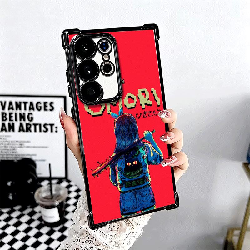 O-Omori Cartoon Game Plating Phone Case For Samsung Galaxy S24 S25 FE S26 Edge S23 Ultra S22 S21 Plus S20 Anti-Fall Airabag Cove
