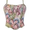 Vintage Floral Tapestry Corset Top with Thin Straps Square Neck Boned Bustier for Women