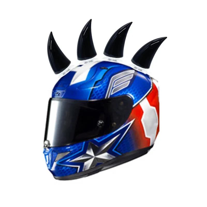 Multicolor Motorradhelm Teufelshörner Elektrofahrrad Auto Styling Dekoration Helme Aufkleber Lange Kurze Teile Zubehör