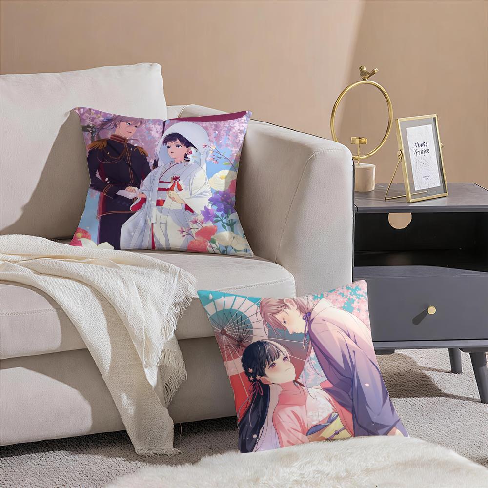 Anime M-My Happy Marriage Cushion Cover Breathable Linen Pillowcase Summer Odorless Eco-Friendly Invisible Zipper Washable