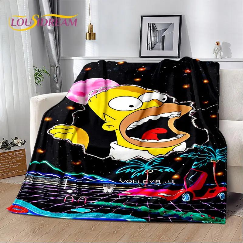 De S-Simpsons Cartoon Pluche Deken, Flanellen Deken Kinderen Plaid voor Woonkamer Slaapkamer Bed Bank Wandelen Vrije Tijd Dutten