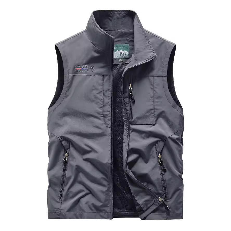 Men's Spring Autumn Multi-Pocket Vest Casual Outdoor Quick-Dry Sports Work Gilet Plus Size Waistcoat with Pockets