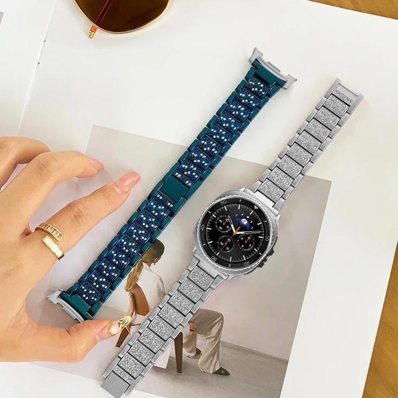 För Samsung Galaxy Watch 8 40mm 44mm / 8 classic 46MM Metall Bling Rostfritt stålband För Samsung watch Ultra 2025/7 Ultra 47MM