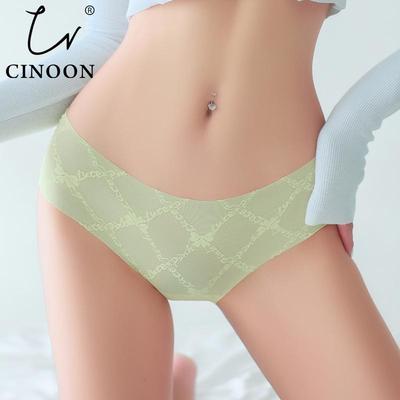 Women's Sexy Seamless Panties Low-rise Lace Pattern Briefs Thin Breathable Close-fitting Panties