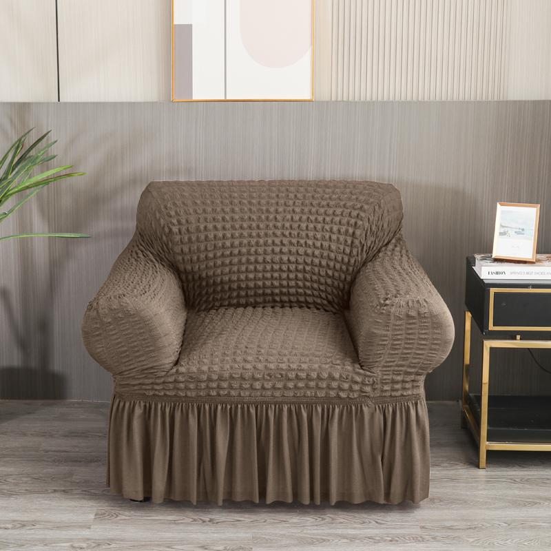 High Elastic Bubble Grid Sofa Cover 1/2/3/4 With Skirt Hem, All Season Universal Pet Anti Dirt Seersucker Sofa Cover