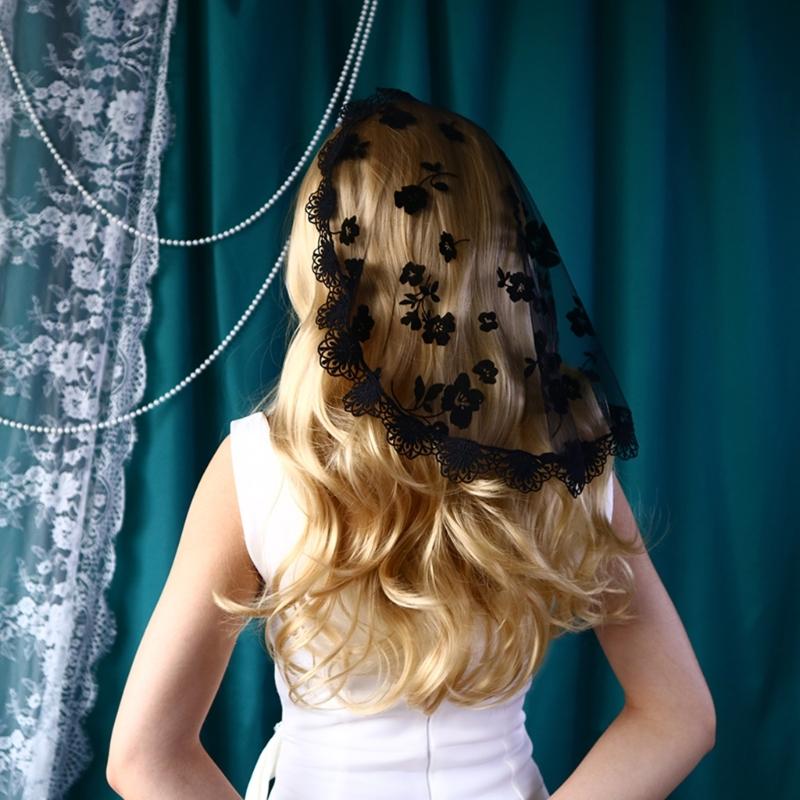 Round Lace Head Scarf Veil for Girl Hair Scarf Hair Decors Church Hair Scarf Headbands Ethnic Wedding Bride Headpiece