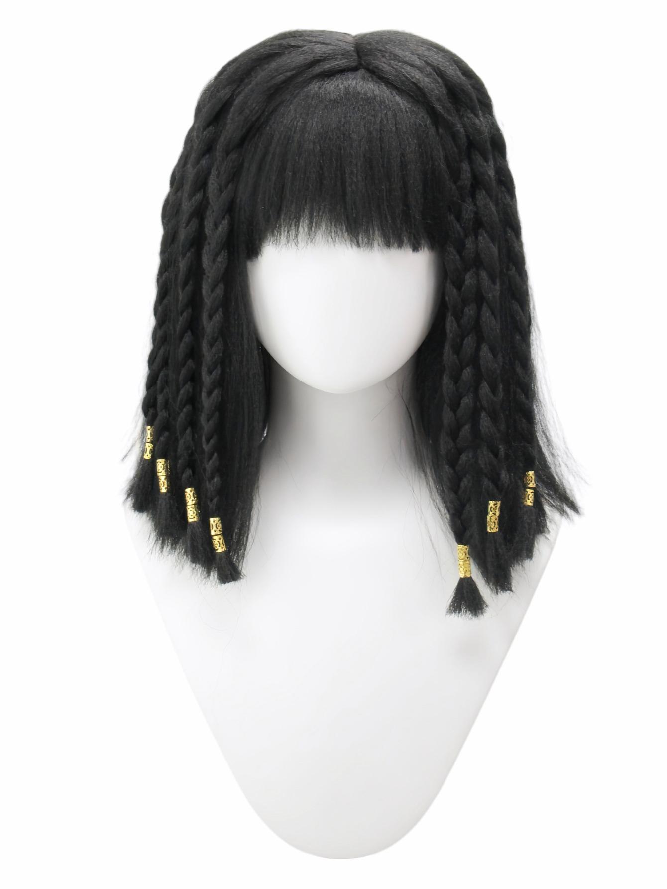 

Многопрядная черная плетеная челка синтетический парик | золотые украшения | парик для ролевых игр на тематической вечеринке в стиле Древнего Египта