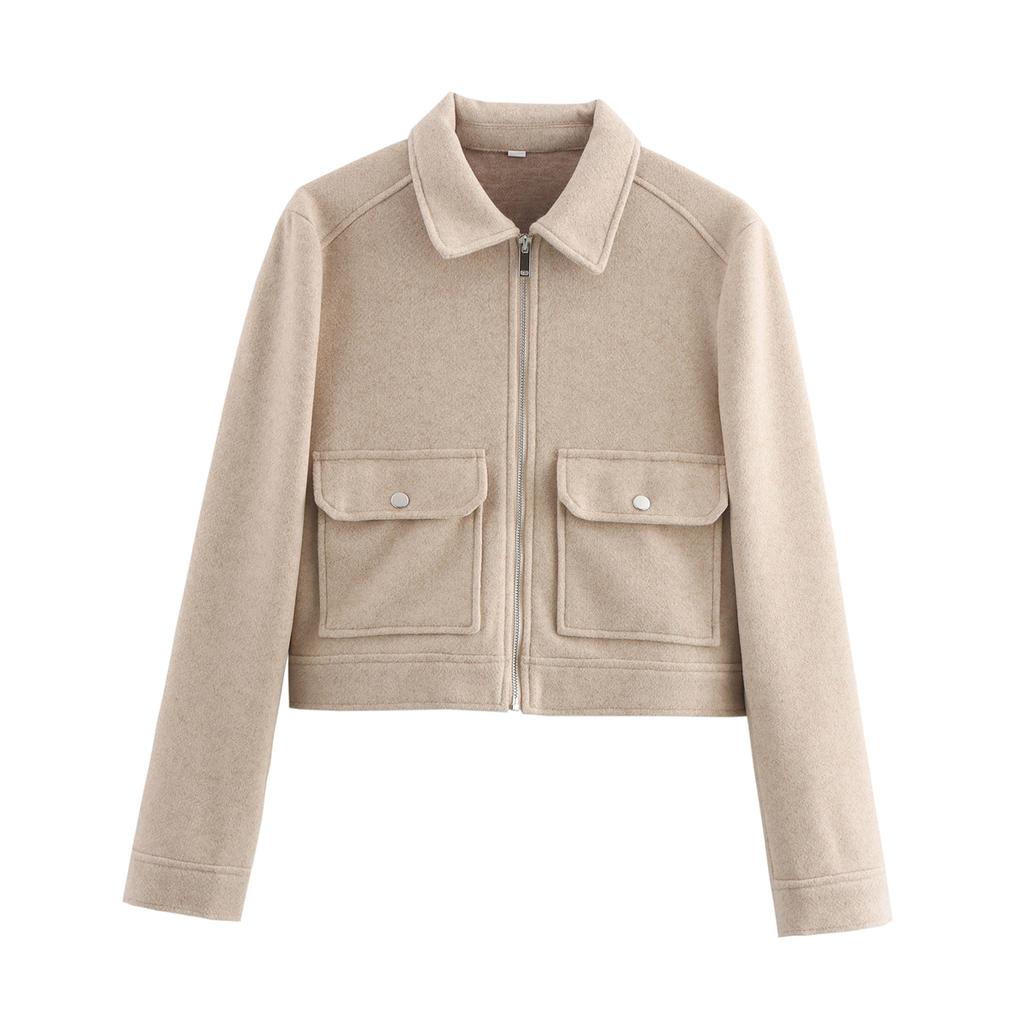 Women's Zipper Jacket Coat New Winter Long Sleeve Pocket Outerwear Coat Short Street Elegant Women's Jacket