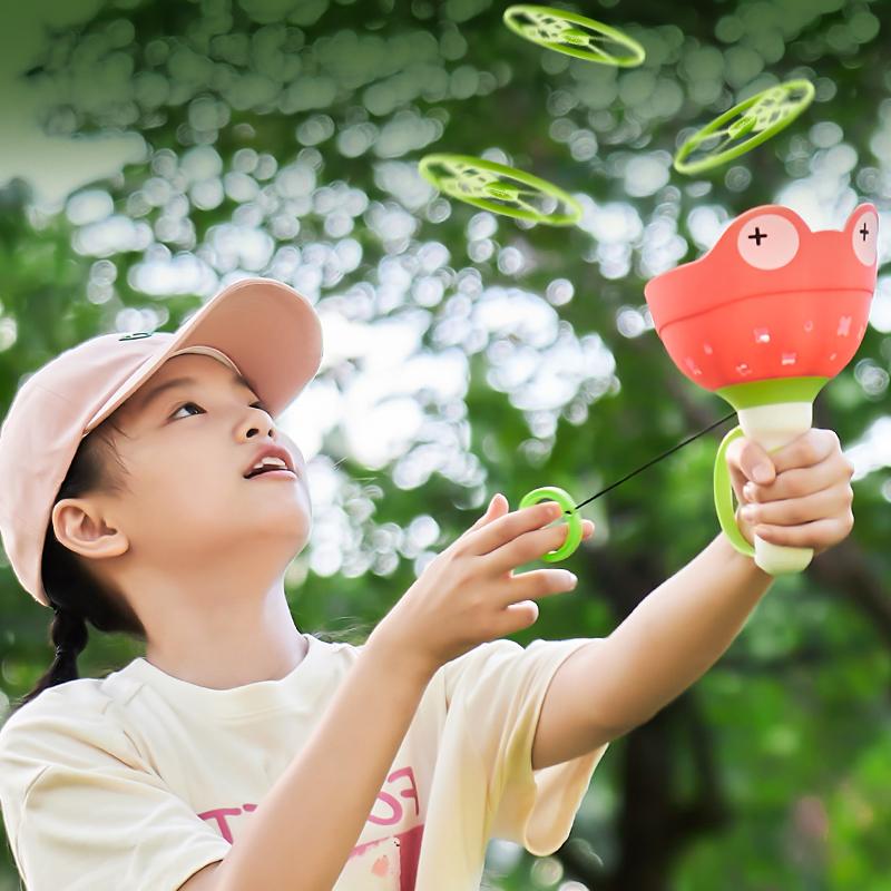 Pull String Flying Saucer Disc Launcher Kids Flying Toys Throw Catch Outdoor Sport Propeller Children Garden Game Gift For Boy