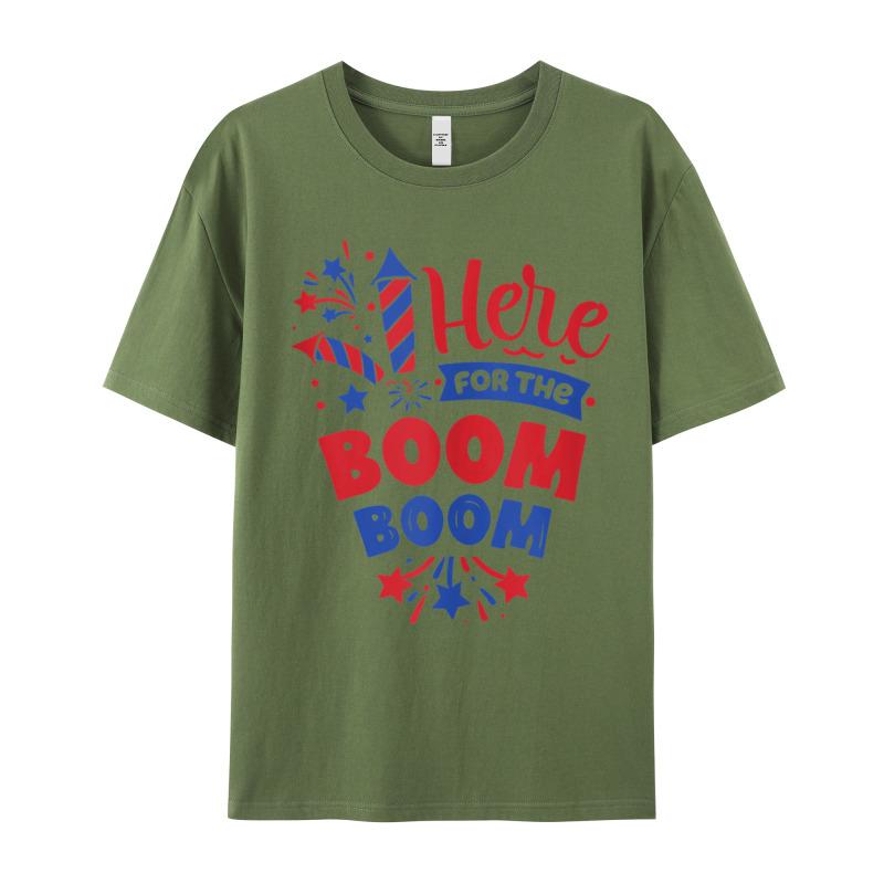 Here For The Boom Boom Tshirt Crazy Short Sleeve Newest Round Neck 100 Cotton Tops Tees Normal T Shirt Gift Idea Father Day